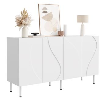 Aparador Moderno - Mueble De Salón Y Recibidor - Pb Y Mdf - Blanco (140x40x77.5cm)