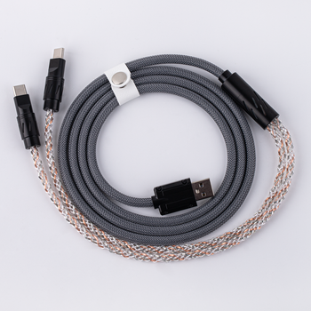 Cable Trenzado EPOMAKER Gloss de 1.5m, 2 en 1, para Dos Dispositivos, con Luz RGB Degradada para Teclado/Ratón