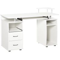 homcom escritorio con estanterias 2 cajones para oficina 120x55x85cm blanco