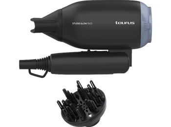 Secador - Taurus Studio Glow 1500, de viaje bivoltaje 110 y 240v, 1400W, Plegable, 2 velocidades, temperaturas, Muy ligero compacto, Negro