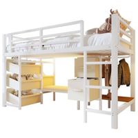 cama semialta de 90x200 individual con asiento cajon de tela bolsillo led de color perchas metal blanca sin colchon