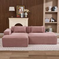 sofa de 2 plazas rosa de 235 cm con respaldo de cojines y asiento con muelles