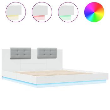 Estructura De Cama Con Cabecero Y Luces Led Blanco 160x200 Cm Vidaxl