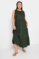 yours vestido de algodon gris escalonado sin mangas mujer curvy y tallas grandes yours