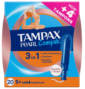 Tampax Pearl Compak Super Plus Tampones con Aplicador 20 uds