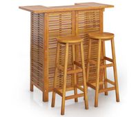 juego muebles de bar para jardin 3 piezas madera maciza de acacia