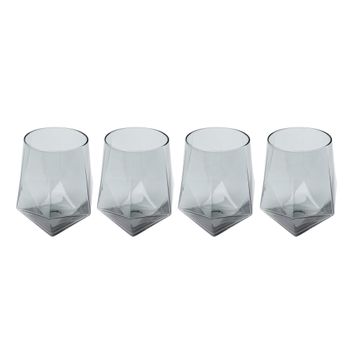 Juego de 4 - Vaso de agua de cristal ahumado