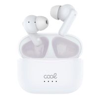 auriculares cool bound inalambricos bluetooth hi-fi con pantalla led y powerbank blancos