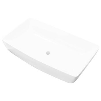 Lavabo Lujoso Rectangular Ceráminca Blanco 71x39 Cm Vidaxl