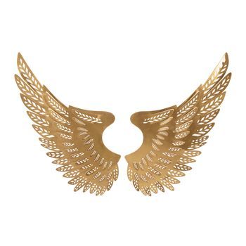 Juego De 2 Paneles Decorativos Alas En Metal Dorado Cm 90x3,5x43,5