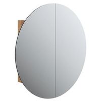 armario de bano  mueble de bano con espejo redondo y led roble 54x54x175 cm
