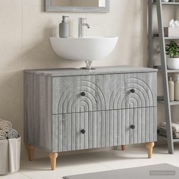 Vidaxl Mueble De Lavabo Para Baño Alkmaar Sonoma Gris 82 X 41 X 59 Cm