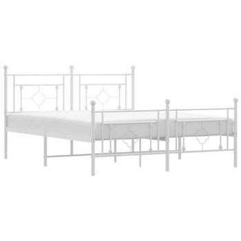 Cama Matrimonial | Cama Para Adultos | Estructura Cama Metal Con Cabecero Y Estribo Blanco 150x200 Cm Cfw766601