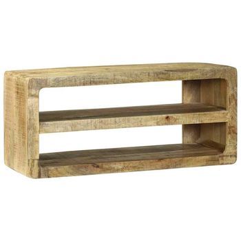 Mueble De Tv Marrón 80 X 32 X 36 Cm Madera Maciza De Mango Vidaxl
