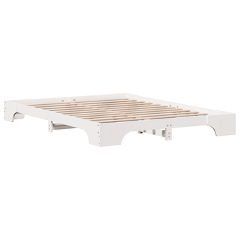 Cama Matrimonial | Cama Doble | Estructura De Cama Blanca Madera 140 X 200 Cm Duradera Cfw12998
