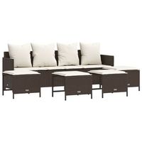 set comedor de jardin 5 piezas  mueble de jardin y cojines ratan sintetico marron