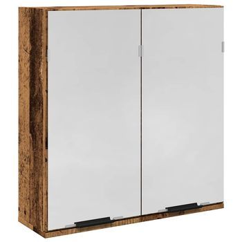 Mueble De Espejo De Baño | Armario De Baño Contrachapada Envejecida 64x20x66,5cm