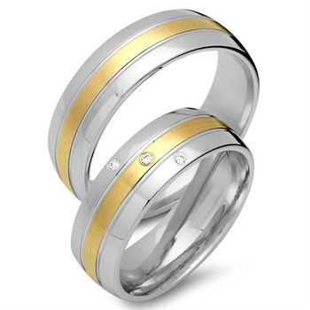 Alianzas 8 quilates oro amarillo-blanco 3 diamantes