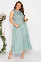 yours london vestido largo azul hielo sin mangas con encaje mujer curvy y tallas grandes yours london