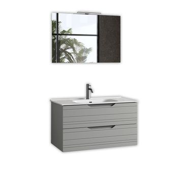Composición Baño De 4 Piezas Solmira Gris En Mdf
