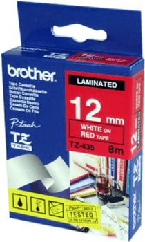 Tape/12mm white on red f P-Touch
