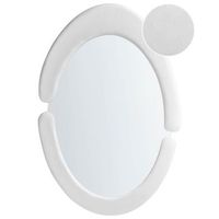 espejo de pared moderno colgante decorativo 53 x 89 cm marco mdf forma irregular ovalado blanco massay