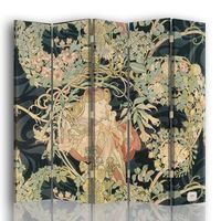 legendarte - biombo femme a la marguerite - alphonse mucha - separador de ambientes para interiores cm 180x170 5 paneles