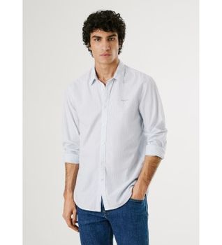 Pepe Jeans para hombre. PM309068 Camisa Elaborada azul (S), Casual, Algodón, Clásico, Manga larga