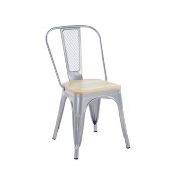 Pack 4 Sillas Valix Madera Natural De Acero Reforzado 85*46*46 Cm - Gris Metalizado