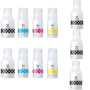 Compatible Multipack Canon GI-51PGBK/C/M/Y 2 Full Sets + 3 EXTRA Black Ink Bottles (11 Pack)