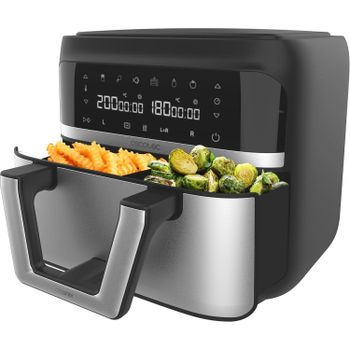 Cecotec Freidora de Aire sin Aceite 9L Divisible en 2 Air Fryer Cecofry Dual 9000. 2850W, Dietética y Digital, Panel Táctil, Temperatura Dual y Regulable, 6 Modos, Tecnología PerfectCook
