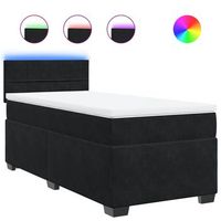 cama individual  cama de adulto  cama box spring con colchon cuero sintetico negro 90x190 cm