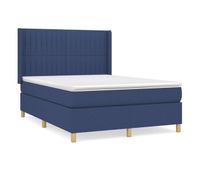 cama box spring con colchon tela azul 140x200 cm rayas verticales