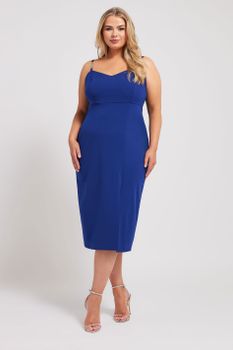 Yours London Vestido Azul Cobalto Con Tirantes Strass, Mujer Curvy Y Tallas Grandes, Yours London