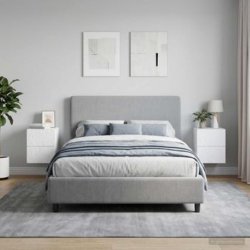 Mesita De Noche De Pared - Mueble De Dormitorio - Madera De Ingeniería - Blanco (34.5x33x40cm)