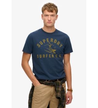 Superdry para hombre. M1012134A Camiseta relajada marino (S), Casual, Algodón, Manga corta