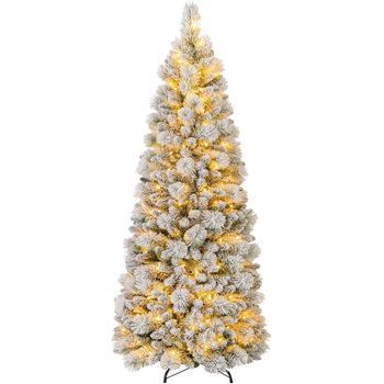 Arbol De Navidad Nevado 180 Cm, Costway Arbol De Navidad Con Luces Incorporadas (170 Luces Led - 180 Cm)