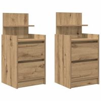 mesillas de noche con 2 cajones 2 uds roble 38x34x80 cm vidaxl