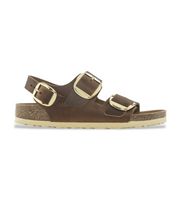 birkenstock para mujer 1024067 sandalias de piel milano big buckle cuero engrasado ajuste estrecho marron 36 plano hebilla casual