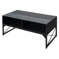 costway mesa de cafe led de alto brillo mesa central con superficie de marmol sintetico y vidrio templado mesa de acento moderna con 4 cubos