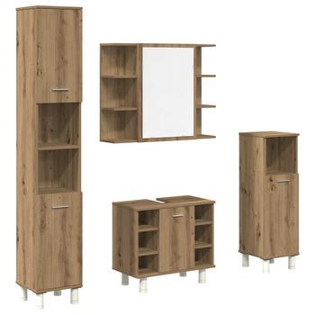 Juego De Mueble De Baño | Armarios Baño 4 Uds Madera Ingeniería Roble Artisan