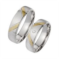 alianzas oro amarillo y blanco con diamante ancho 55 mm