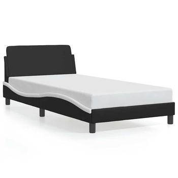 Estructura De Cama Dover Cuero Sintético Negro Blanco 100x200 Cm Vidaxl