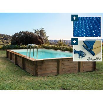 Kit De Piscina De Madera Rectangular 