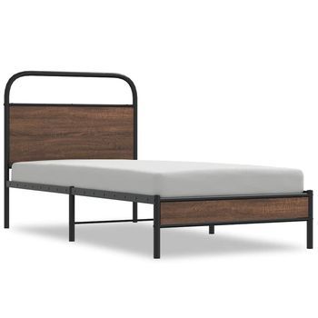 Cama Para Adulto | Cama Individual | Estructura De Cama Sin Colchón 100x190 Cm Madera Marrón Roble