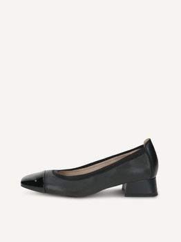 CAPRICE Pumps, black, made of Leather with Trapeze heel, Size 37.5