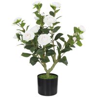 planta artificial camelia 15x15x65 cm blanco