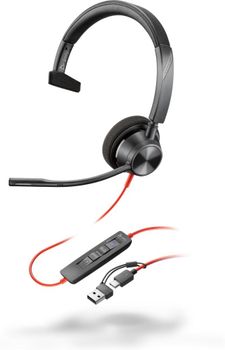 POLY Auriculares Blackwire 3310 con certificación para Microsoft Teams y certificación TAA para adaptadores USB-C/A