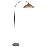 lampara de pie con pantalla de papel hecha a mano y base metalica estilo rustico boho natural migori