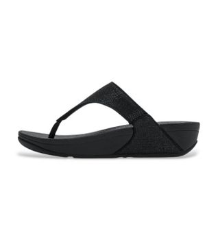 Fitflop para mujer. A4Z-001 Sandalias Lulu Shimmerglitz Toe-Post negro (42), 1 a 3cm, Ninguno, Casual